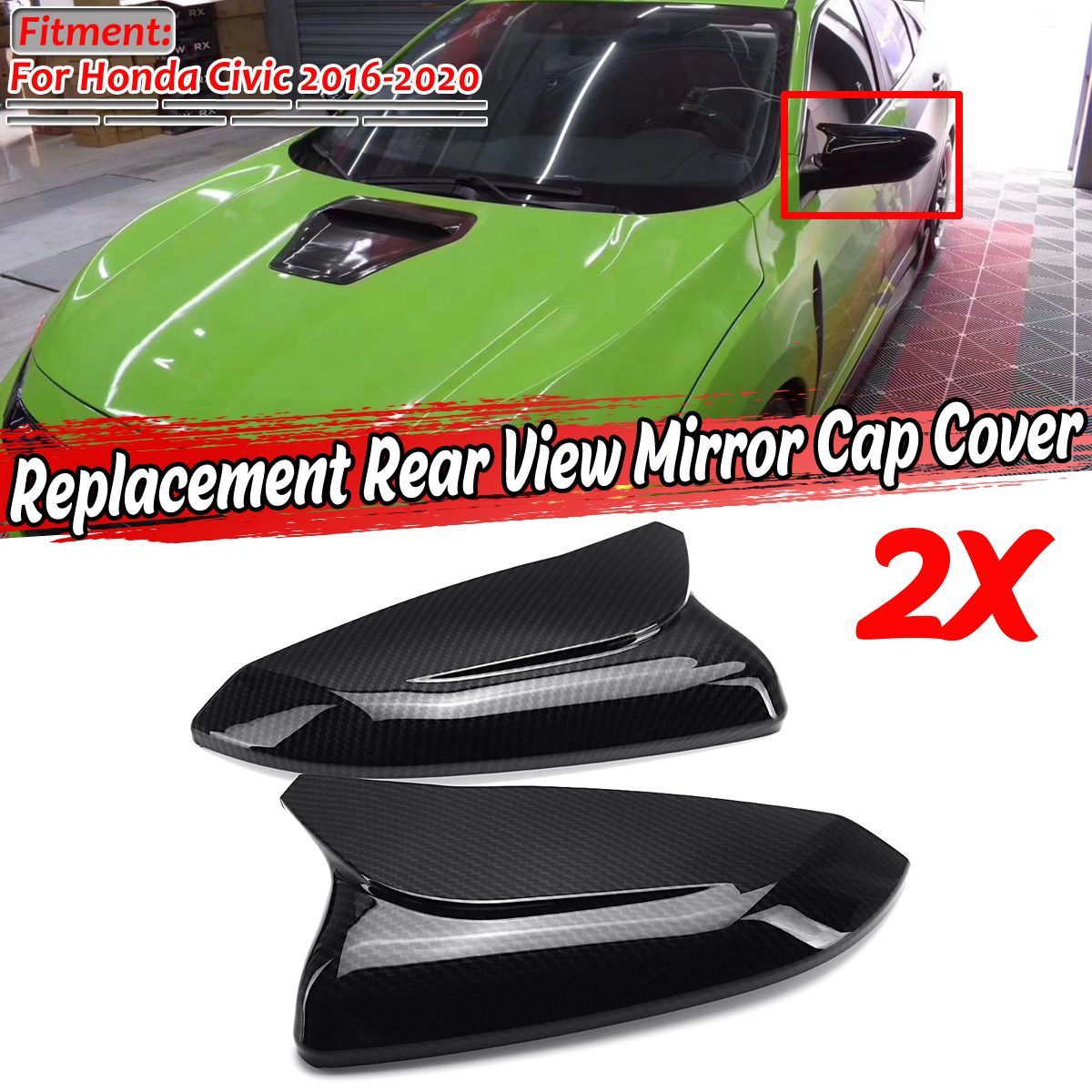 Rear-View-Mirror-Cap-Cover-Replacement-Carbon-Fiber-Look-For-Honda-Civic-2016-2020-1705221
