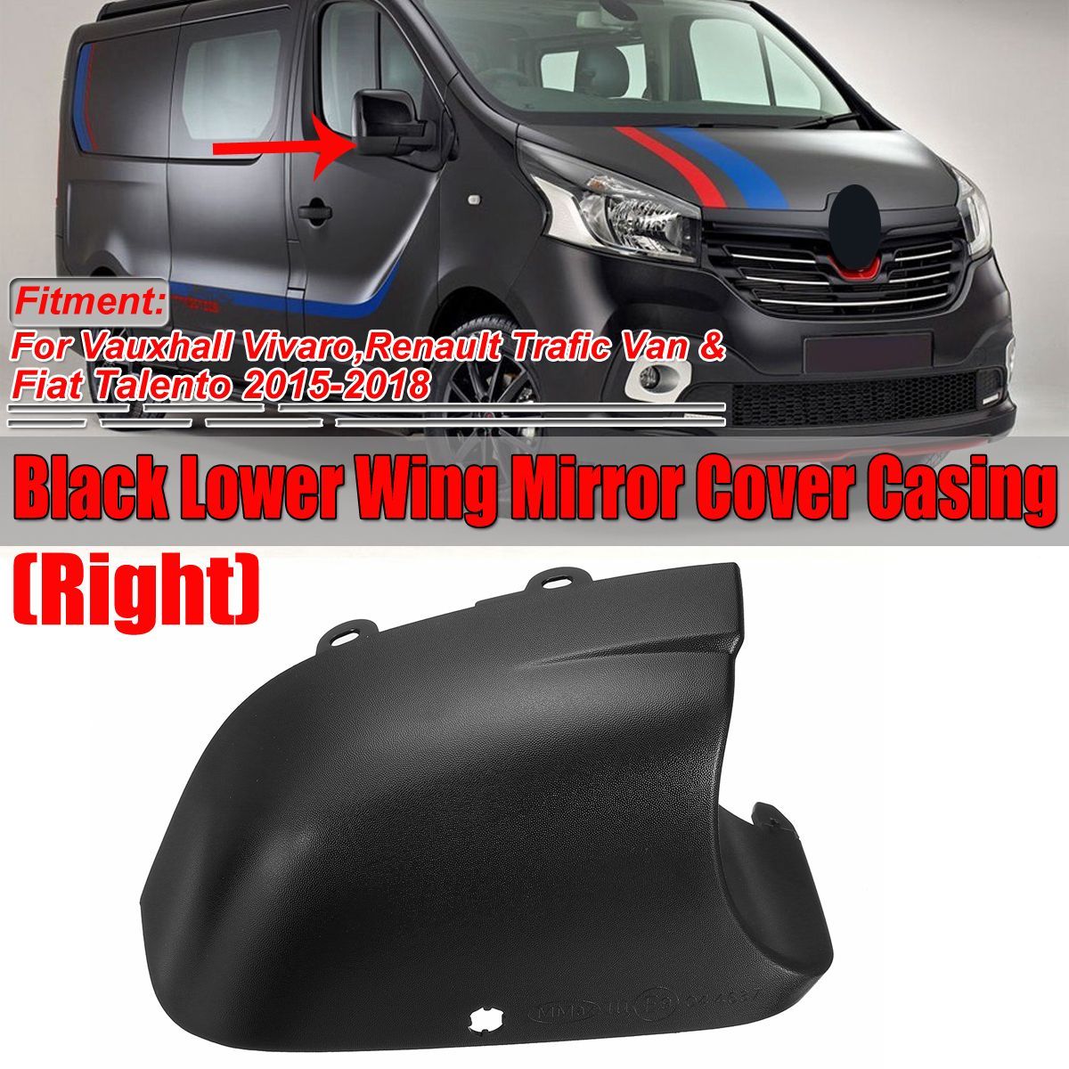 Right-Black-Car-Lower-Wing-Mirror-Cover-Casing-Bottom-For-Vauxhall-Vivaro-Renault-Trafic-Van-Fiat-Ta-1584335