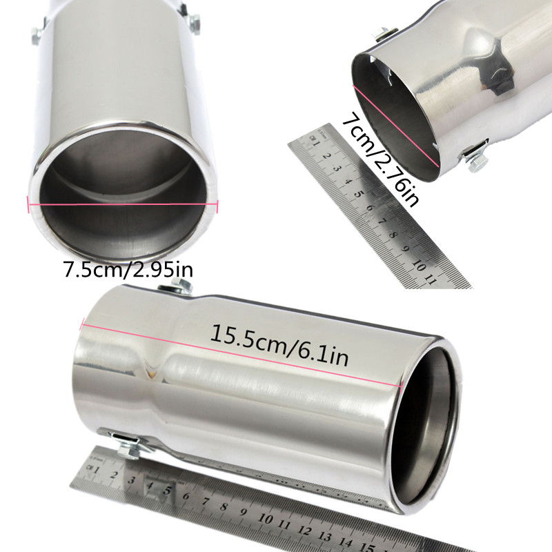 Round-Universal-Fits-Car-Stainless-Steel-Exhaust-Tailpipe-Tip-Muffler-Chrome-1014668