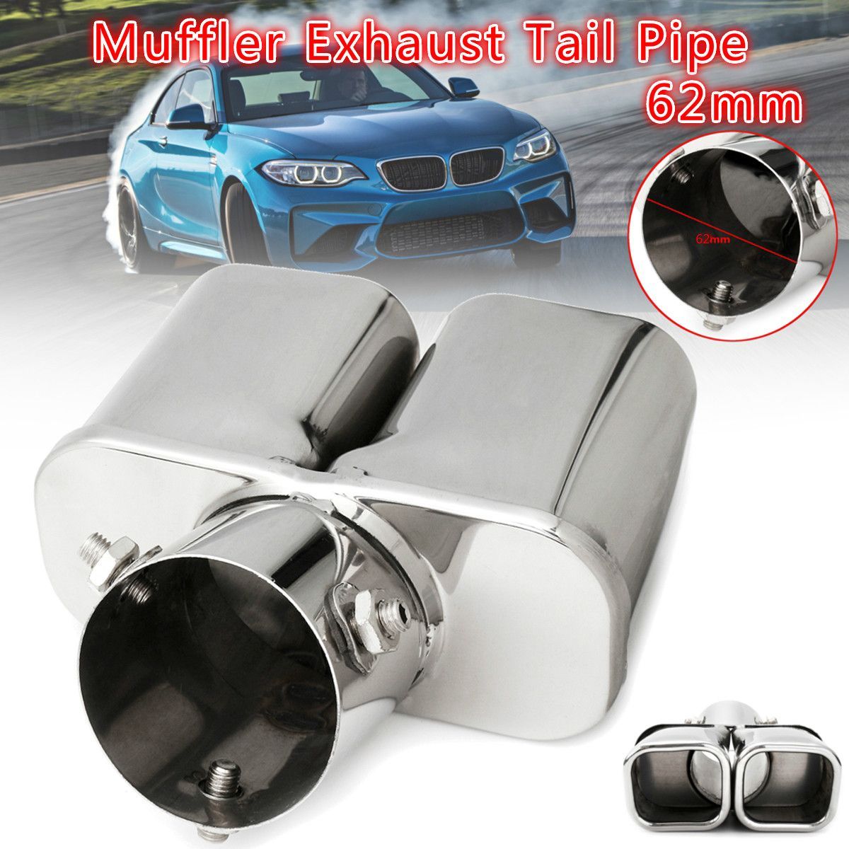 Universal-63mm-25-Inch-Stainless-Steel-Car-Exhaust-Muffler-Dual-Tip-End-Tail-Pipe-1334131
