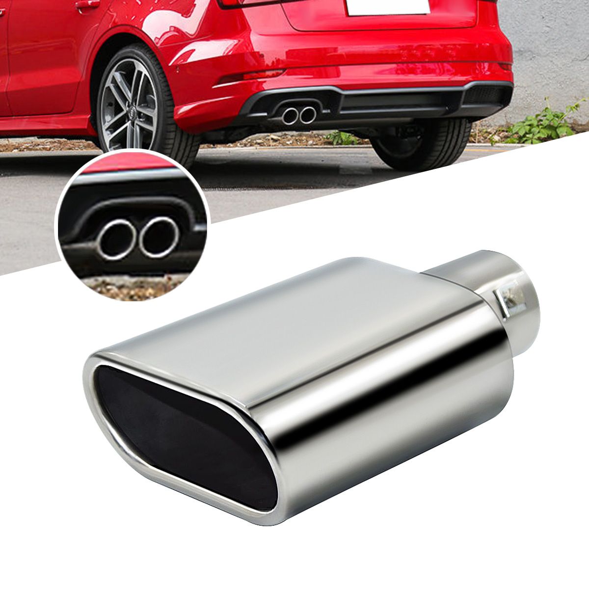 Universal-Car-Chrome-Stainless-Steel-Exhaust-Straight-Tail-Pipe-Tip-60mm-Inlet-1212491