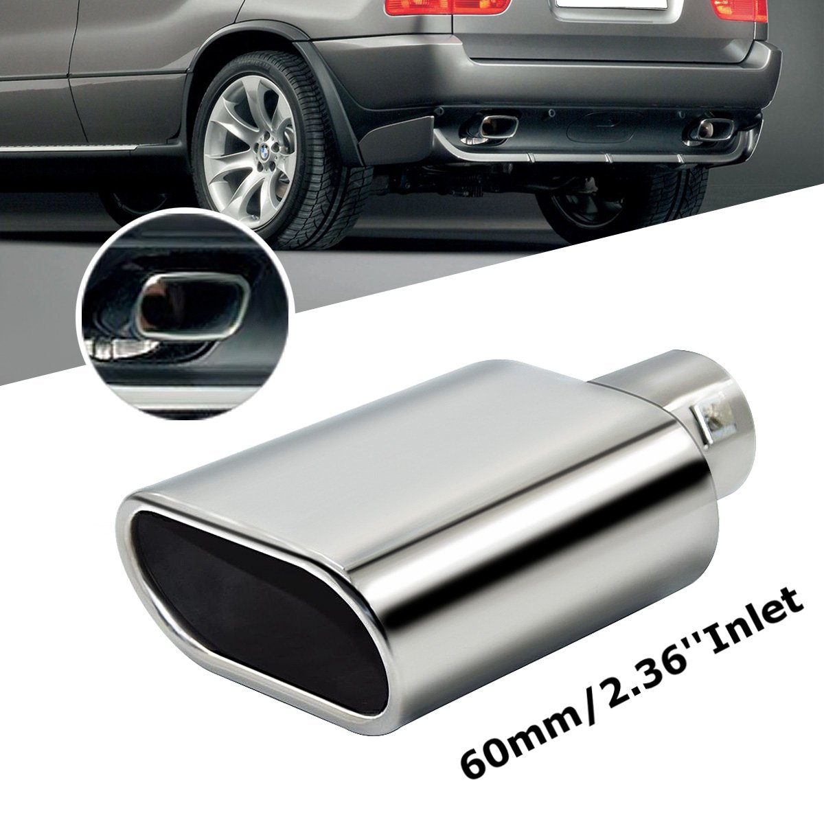 Universal-Car-Chrome-Stainless-Steel-Exhaust-Straight-Tail-Pipe-Tip-60mm-Inlet-1212491