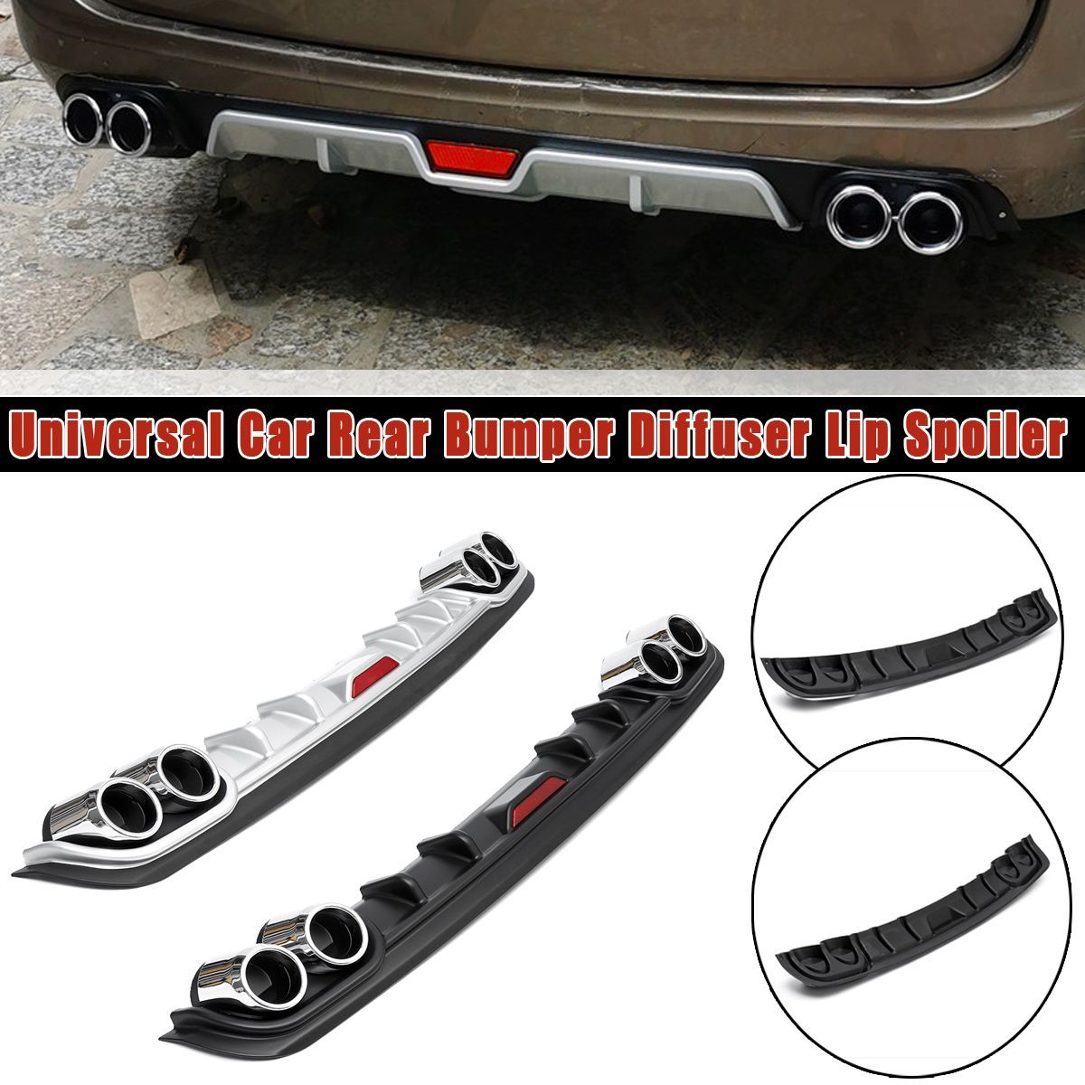 Universal-Car-Rear-Bumper-Diffuser-Lip-Spoiler-Canard-Direct-Adhesive-B-Type-1614913