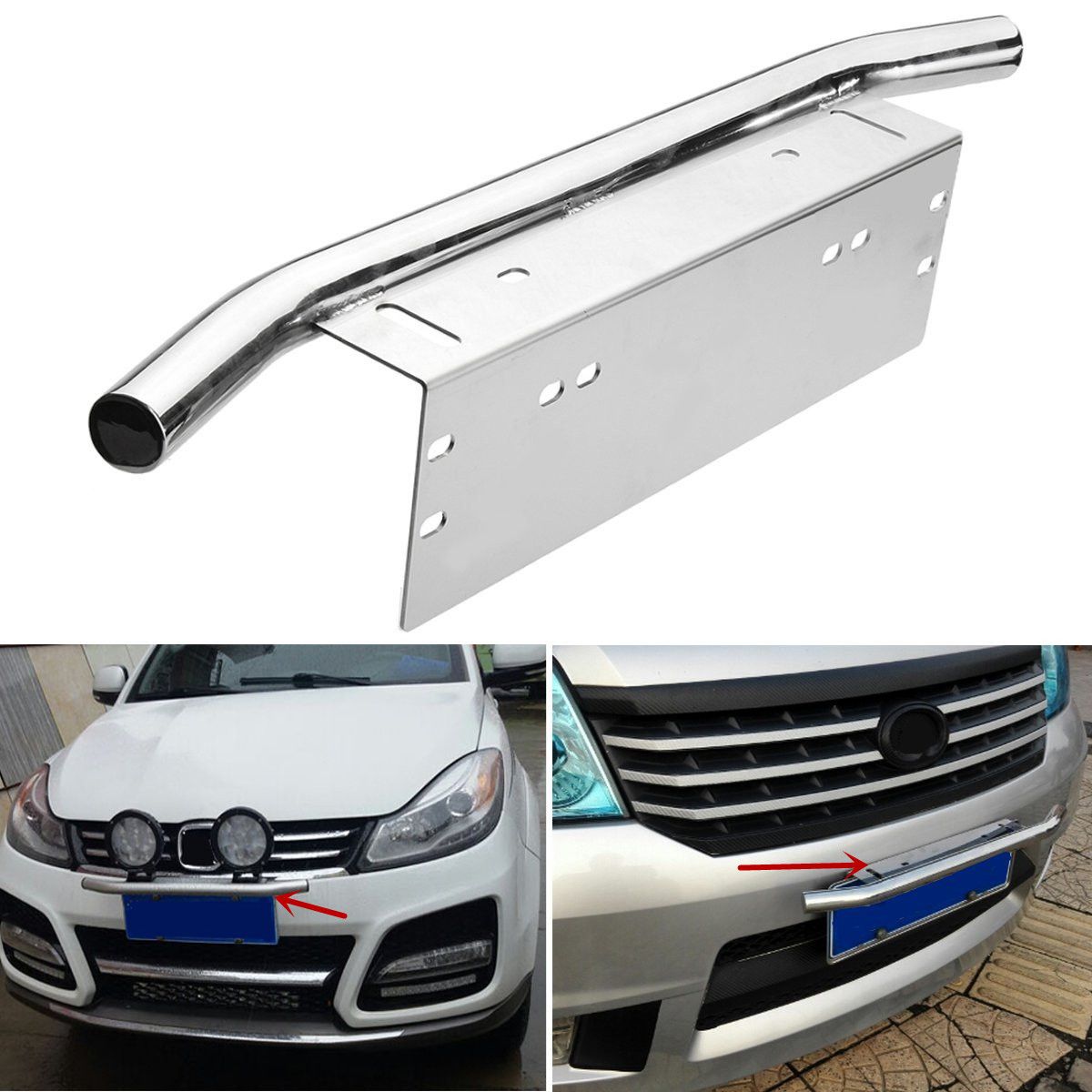 Universal-Car-Stainless-Steel-Light-Mounting-Bracket-License-Plate-Frame-Bull-Bar-Holder-Silver-1682737