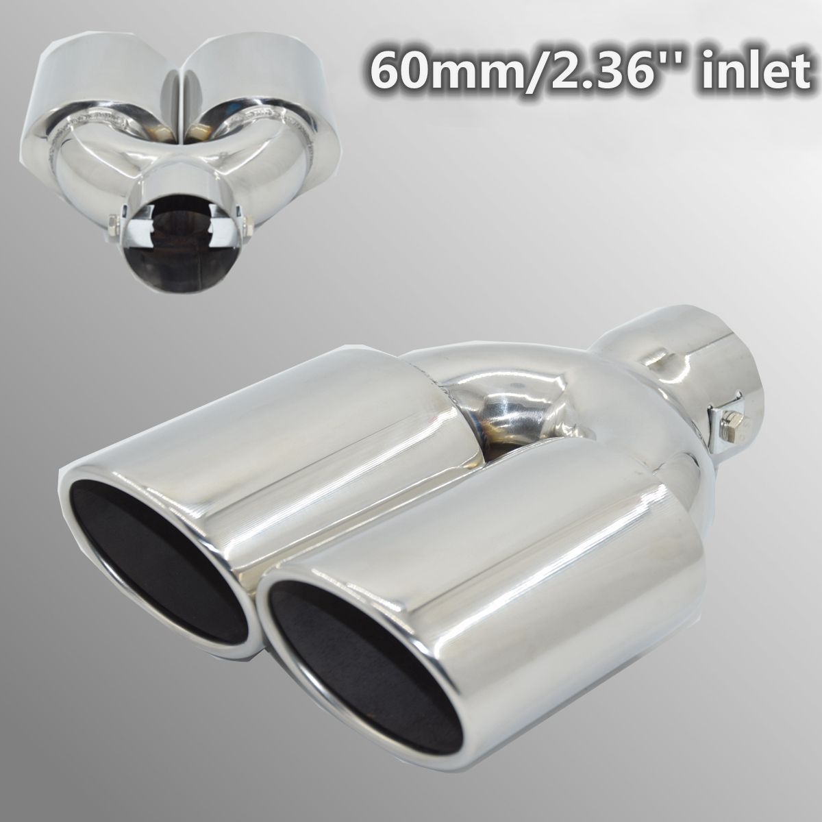 Universal-Chrome-Stainless-Steel-Car-Exhaust-Dual-Tailpipe-Tips-60mm-1192284