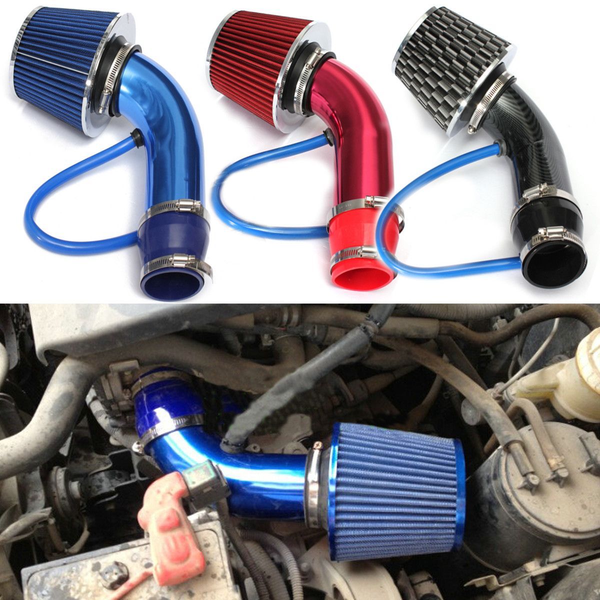 Universal-Performance-Cold-Air-Intake-Filter-Alumimum-Induction-Pipe-HOSE-System-1013687