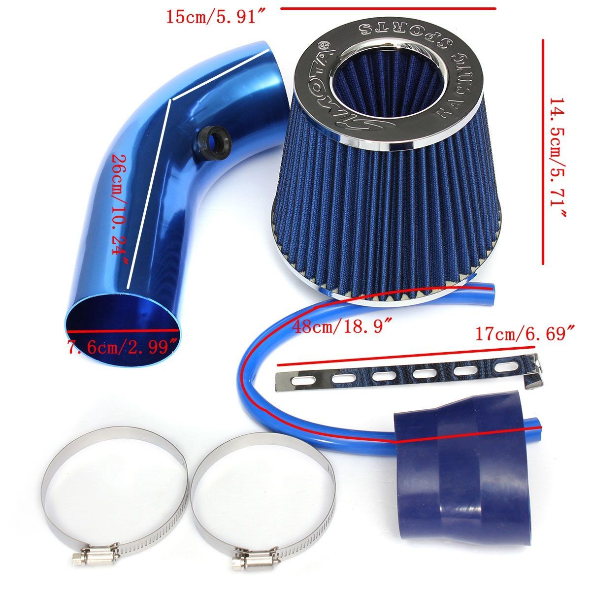 Universal-Performance-Cold-Air-Intake-Filter-Alumimum-Induction-Pipe-HOSE-System-1013687