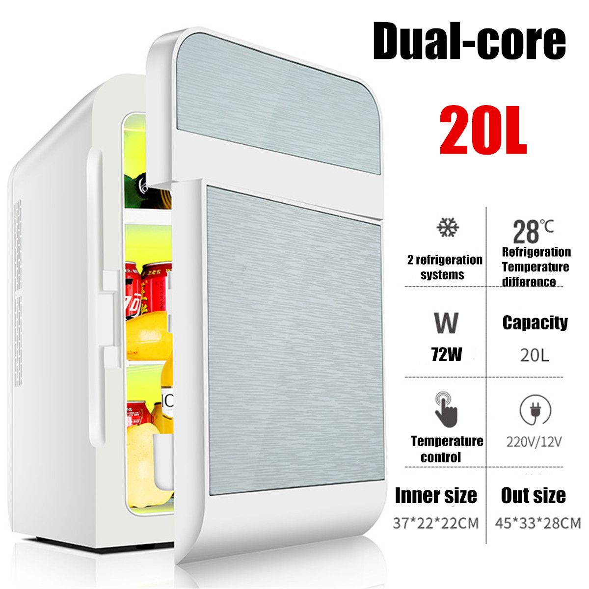 20L-Single-Dual-core-Car-Mini-Fridge-Travel-Cool--Warmer-Home-Refrigerator-220V12V-1520135