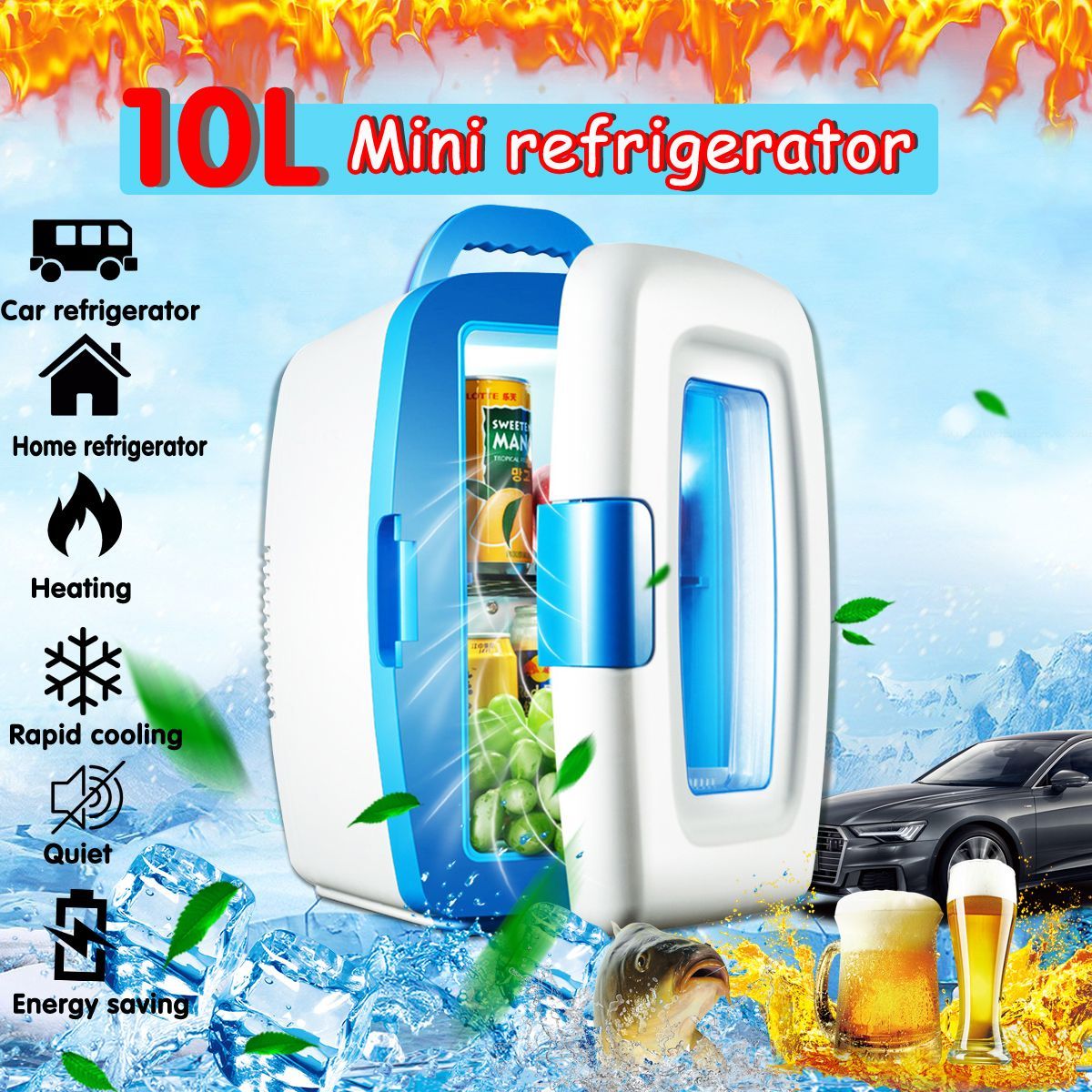 Car-Home-Dual-Use-Mini-Fridge-Travel-Refrigerator-Cooler-Freezer-Camping-10L-1577717