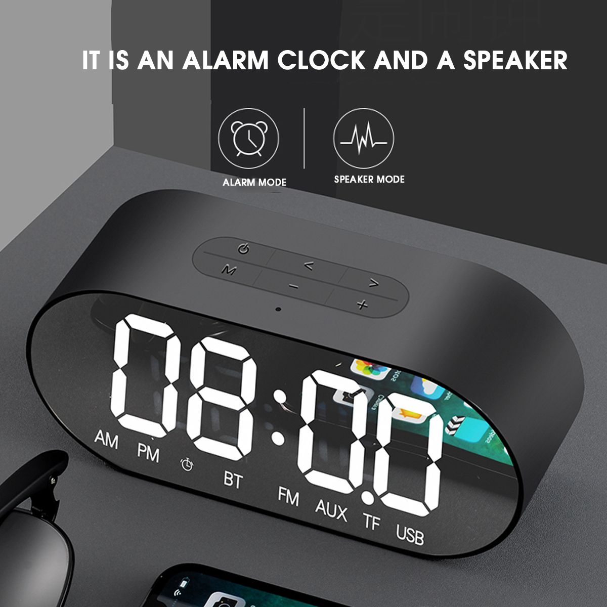 1500mAh-Built-in-Battery-10-Hours-TF-AUX-USB-Car-Mirror-Alarm-Clock-bluetooth-Speaker-1379830