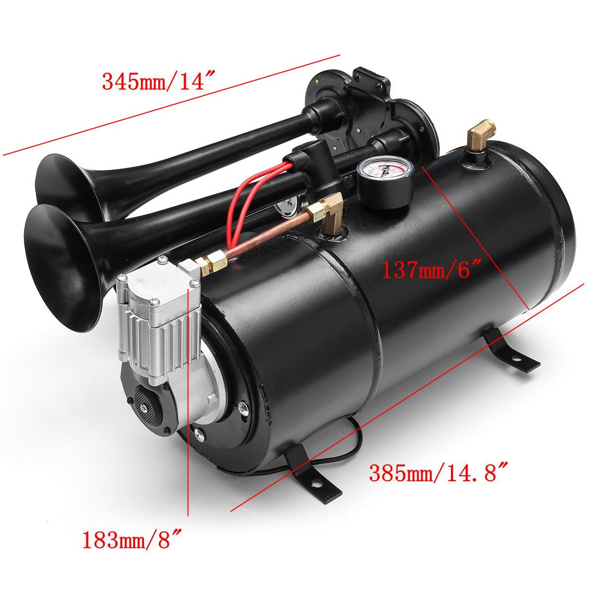 2-Trumpet-Train-Air-Horn-12V-Compressor-Tubing-150-dB-170-PSI-Kit-3L-for-Car-Truck-Campers-1402095