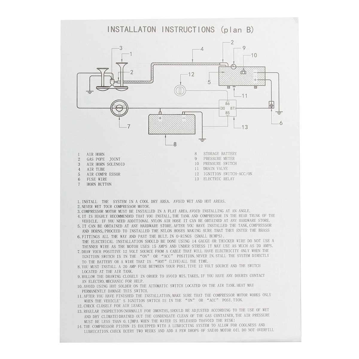 2-Trumpet-Train-Air-Horn-12V-Compressor-Tubing-150-dB-170-PSI-Kit-3L-for-Car-Truck-Campers-1402095