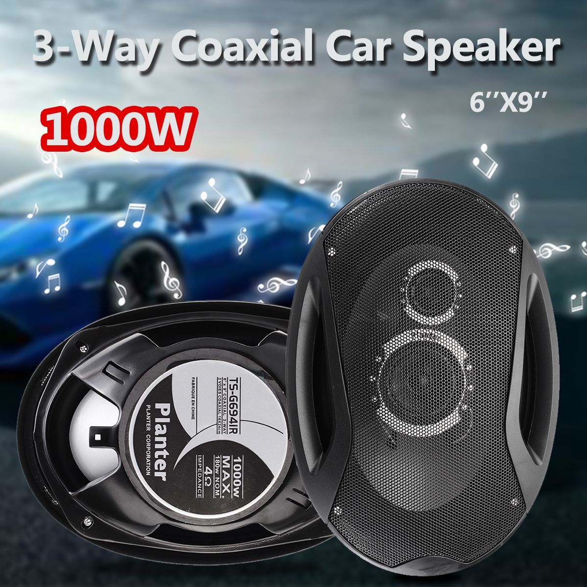 2Pcs-12V-1000-Watts-6x9-Inch-3-Way-Twin-Tone-Car-Door-Shelf-Coaxial-Speakers-1248554
