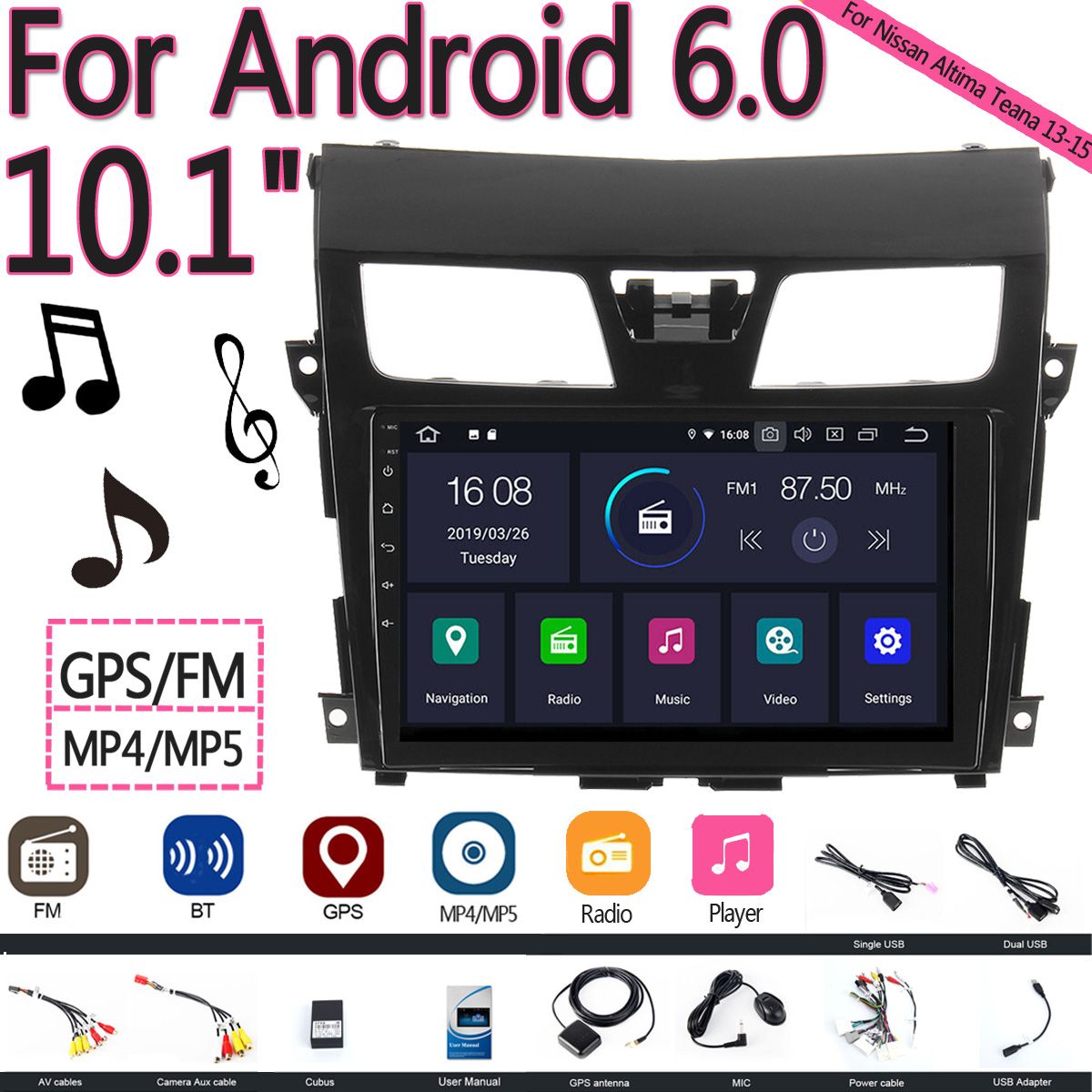 101-Inch-2-Din-Car-Radio-Stereo-MP5-Player-Android-60-bluetooth-GPS-Navigation-for-Nissan-Altima-Tea-1468191