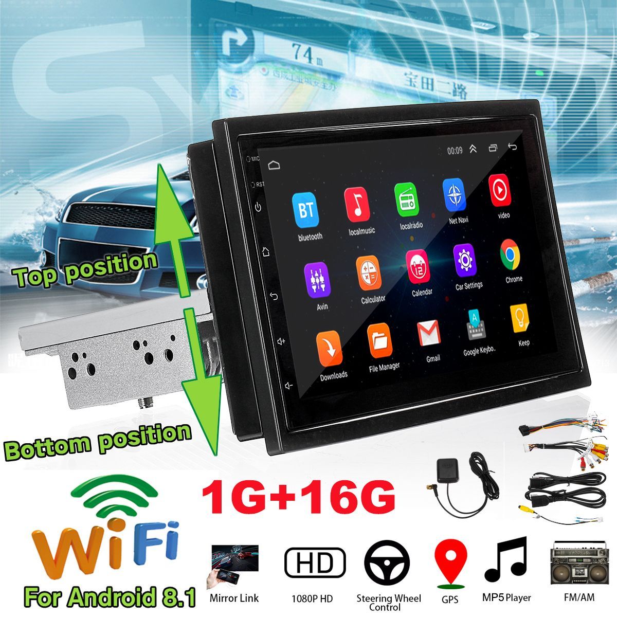 7-Inch-1-Din-Android-81-Car-Stereo-Radio-Multimedia-Player-Adjustable-Screen-4-Core-1GB16GB-GPS-Wifi-1731049
