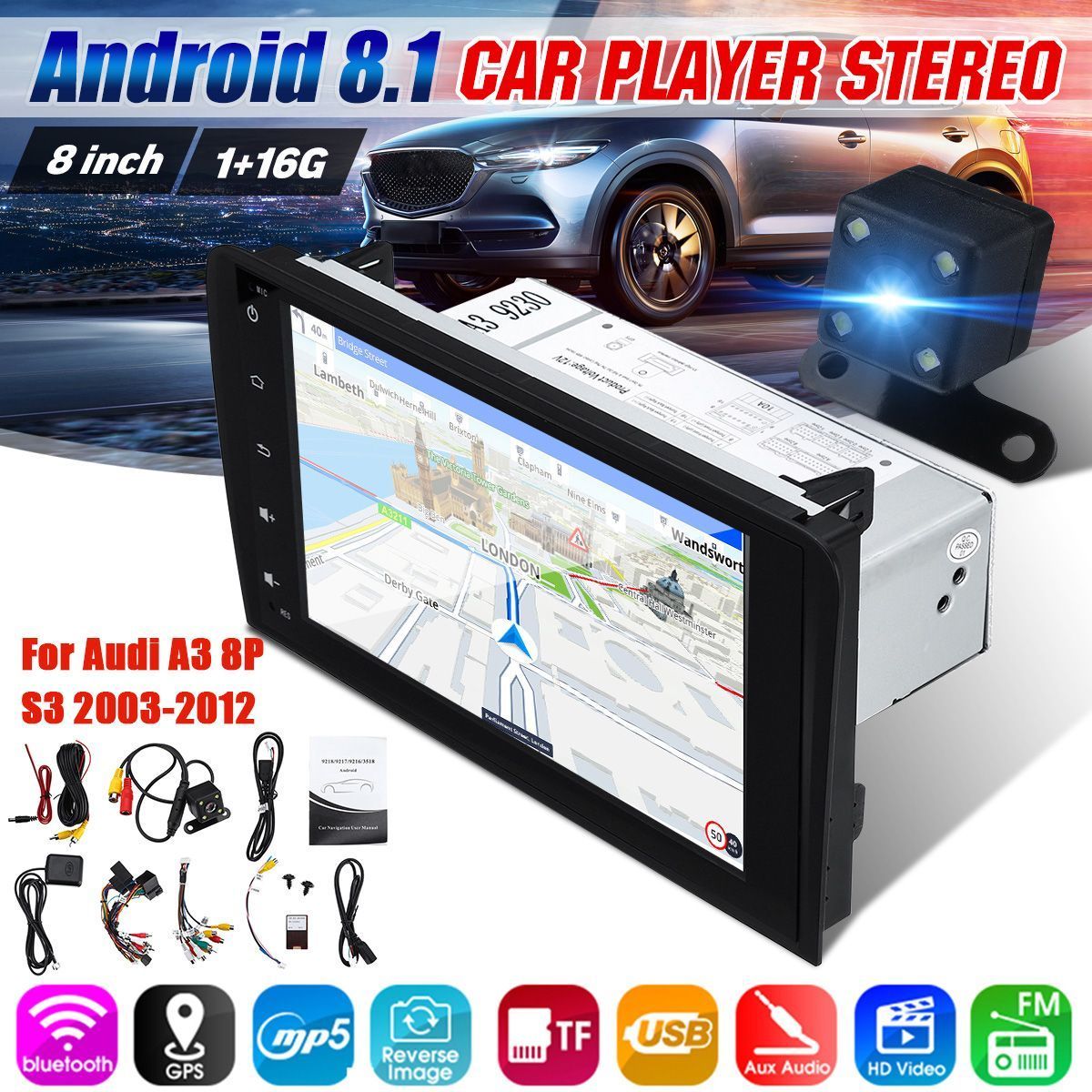 8-Inch-2DIN-For-Android-81-Car-Stereo-Radio-Quad-Core-1GB16GB-GPS-FM-CANBUS-WIFI-DAB-with-Backup-Cam-1630782