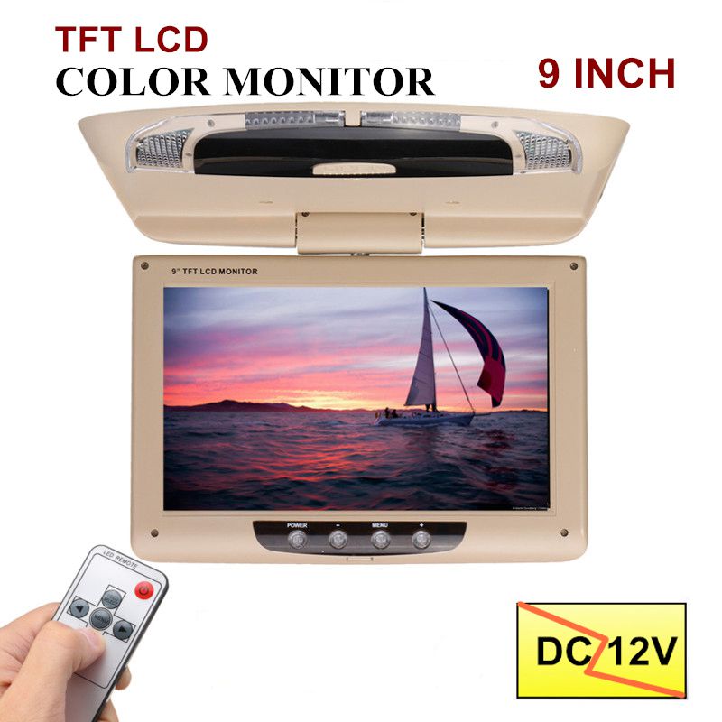 9-Inch-Car-Roof-Mount-Overhead-Flip-Down-Monitor-DVD-CD-Player-Transmitter-Games-1536535
