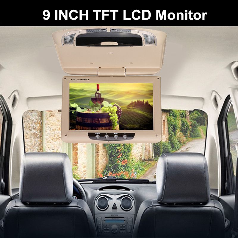 9-Inch-Car-Roof-Mount-Overhead-Flip-Down-Monitor-DVD-CD-Player-Transmitter-Games-1536535