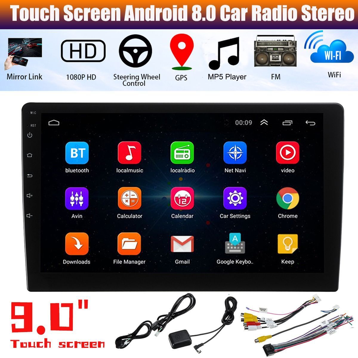 90-inch-2Din-For-Android-81-Car-Radio-Stereo-Mutimedium-Player--4-Core-2GB32GB-GPS-4G-bluetooth-WiFi-1650259