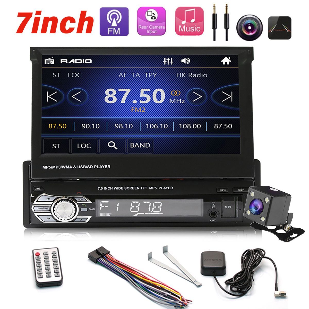 9601G-7-Inch-1DIN-Wince-Car-MP5-Player-Retractable-Flip-Stereo-Radio-bluetooth-GPS-USB-AUX-with-Back-1721384