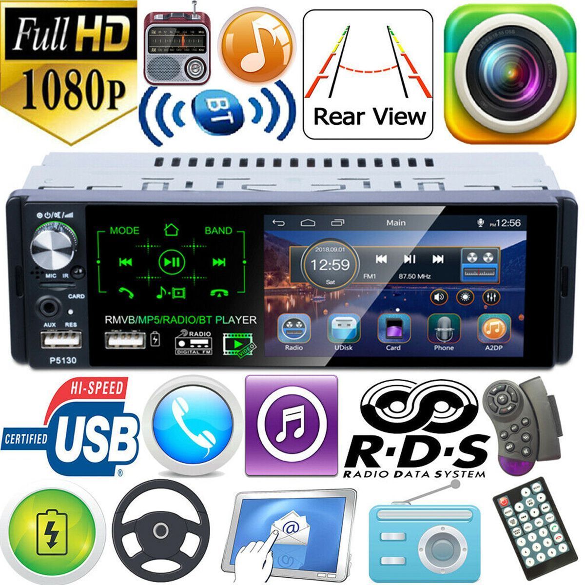 P5130-41Inch-1DIN-Car-Stereo-Radio-MP5-Player-Full-Touch-Screen-FM-AM-RDS-bluetooth-USB-Strong-Bass--1649564