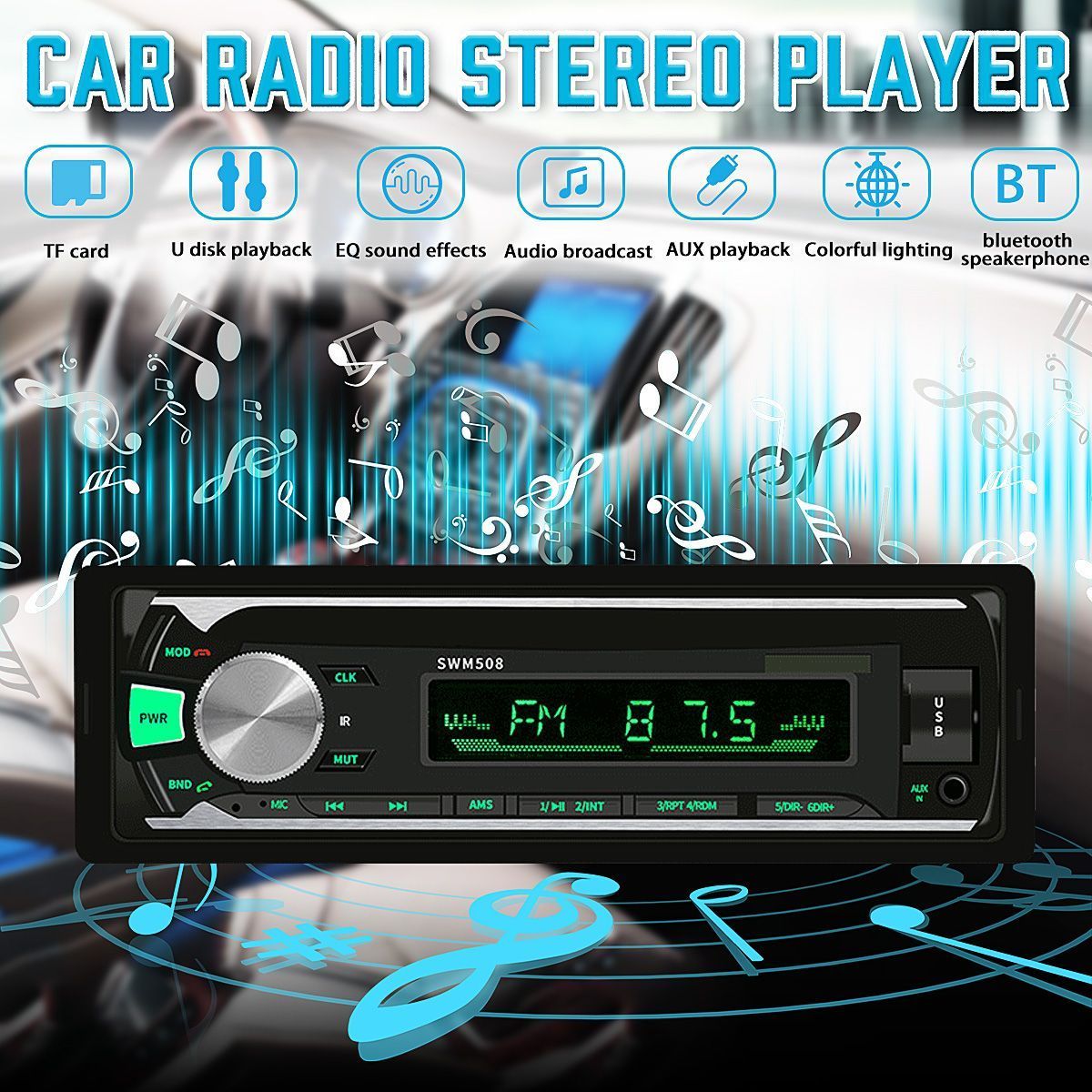 bluetooth-Auto-Radio-Car-Stereo-Radio-FM-Aux-Input-Receiver-TF-USB-12V-In-dash-1-Din-Car-MP3-Multime-1553606