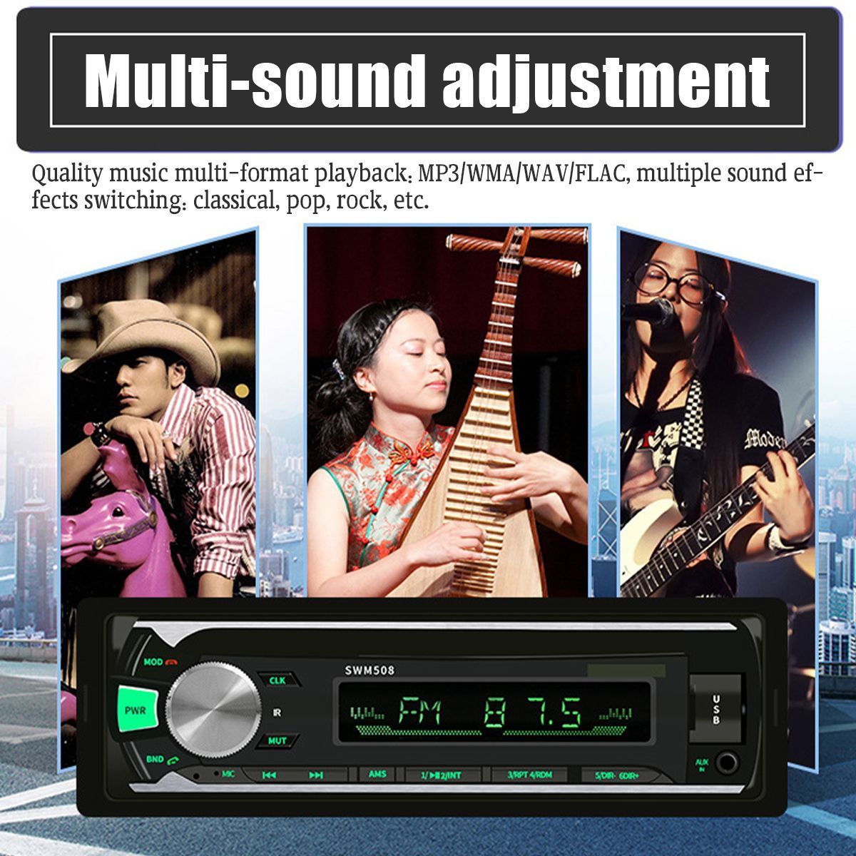 bluetooth-Auto-Radio-Car-Stereo-Radio-FM-Aux-Input-Receiver-TF-USB-12V-In-dash-1-Din-Car-MP3-Multime-1553606