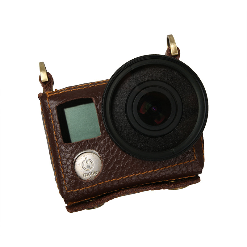 Portable-Leather-Case-Cover-Bag-for-Action-Camera-Gopro-Hero-4-Silver-with-405mm-UV-Lens-1130857