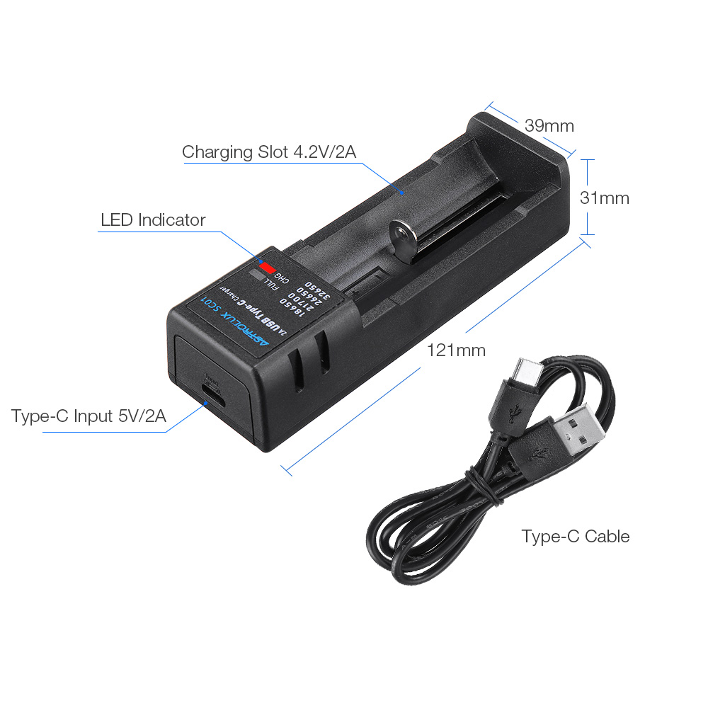 Astroluxreg-SC01-Type-C-2A-Quick-Charge-USB-Battery-Charger-Li-ionIMRINRICR-Charger-For-18650-20700--1754325