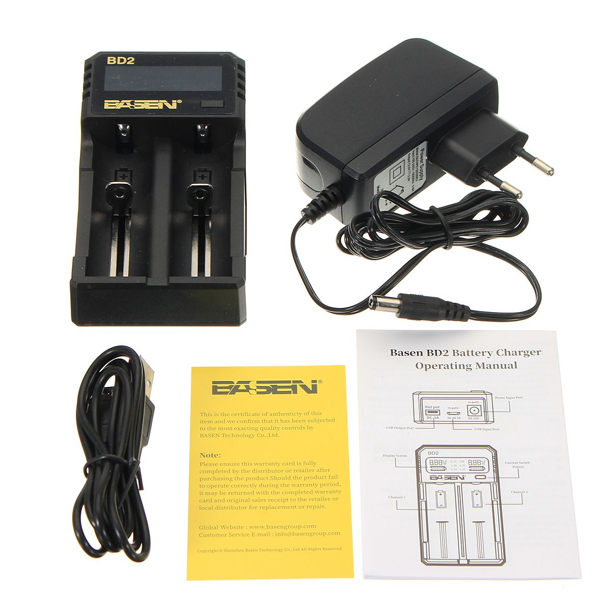 Basen-BD-2-18650-Power-Battery-Charger-Li-on-LCD-Display-2-Slot-USB-Rechargeable-1459454