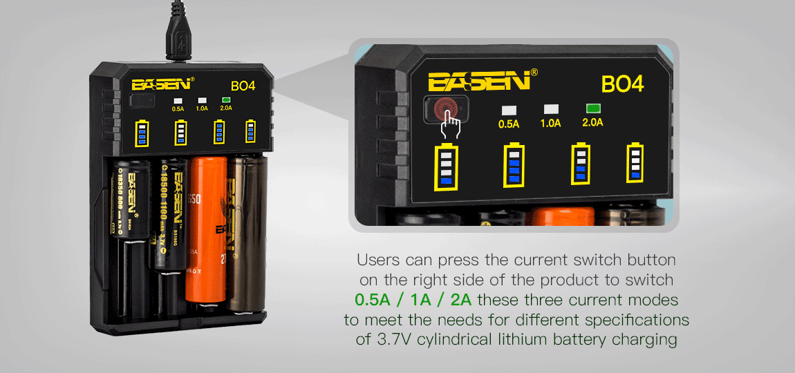 Basen-BO4-4Colors-Smart-Li-ion-Battery-Charger-for-14500-18650-26650-21700-Battery-1257267