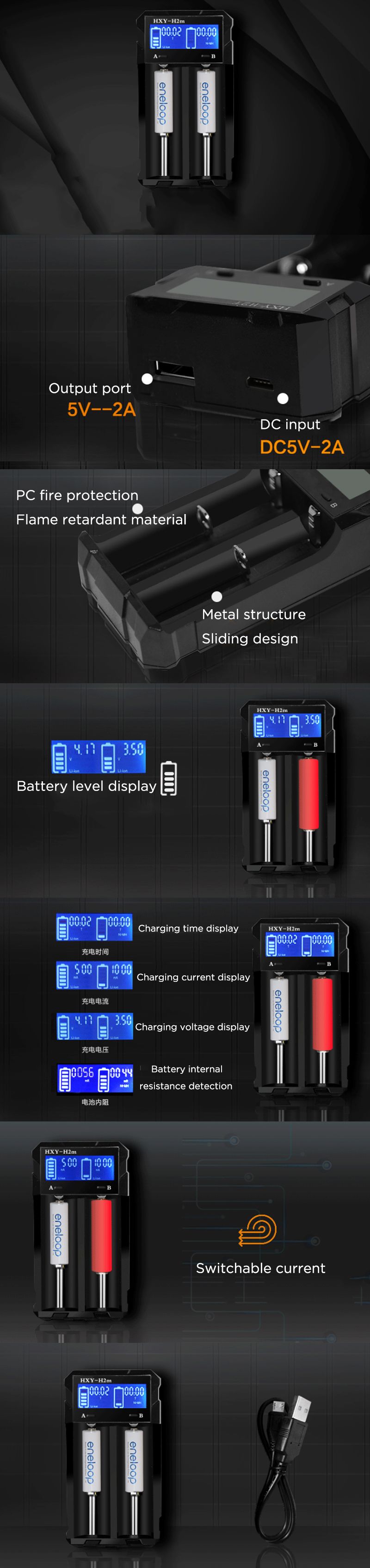 HXY-H2m-USB-Charging-Adjustable-Battery-Charger-2070018650-2-Slot-USB-Charger-For-Flashlight-1480043