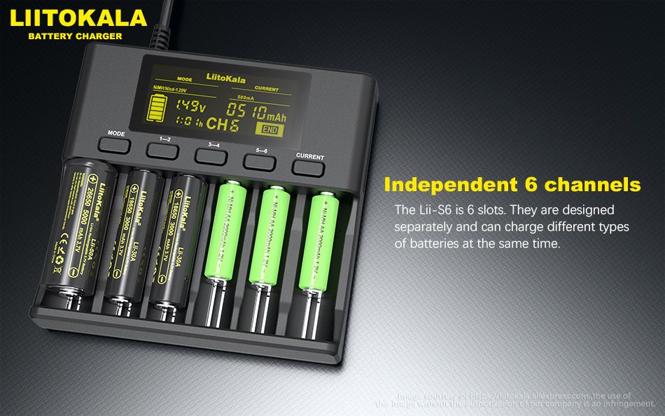 LiitoKala-Lii-S6-18650-37V-Lithium-Charger-6-Slots-LCD-Screen-Display-Smartest-Battery-Charger-USEU--1536453