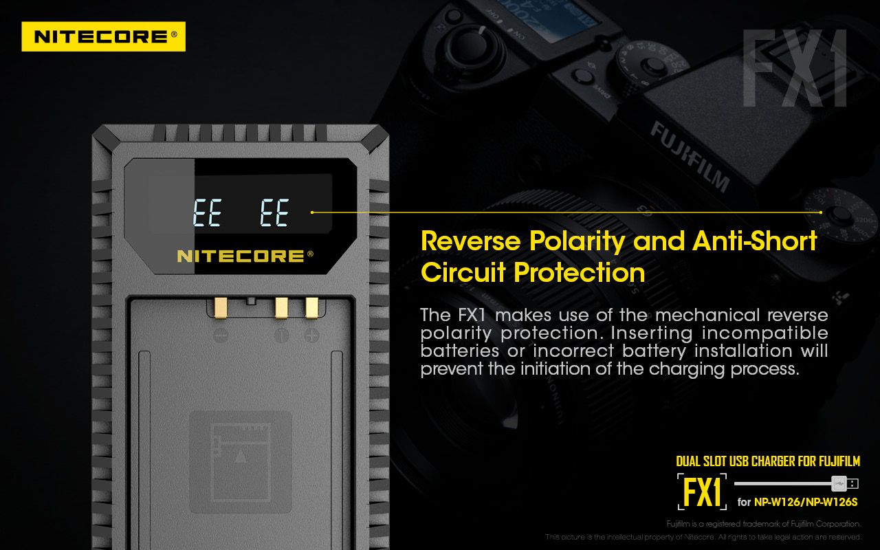 NITECORE-FX1-Digital-USB-Travel-Battery-Charger-For-FUJIFILM-NP-W126--NP-W126S-Camera-Batteries-1340828