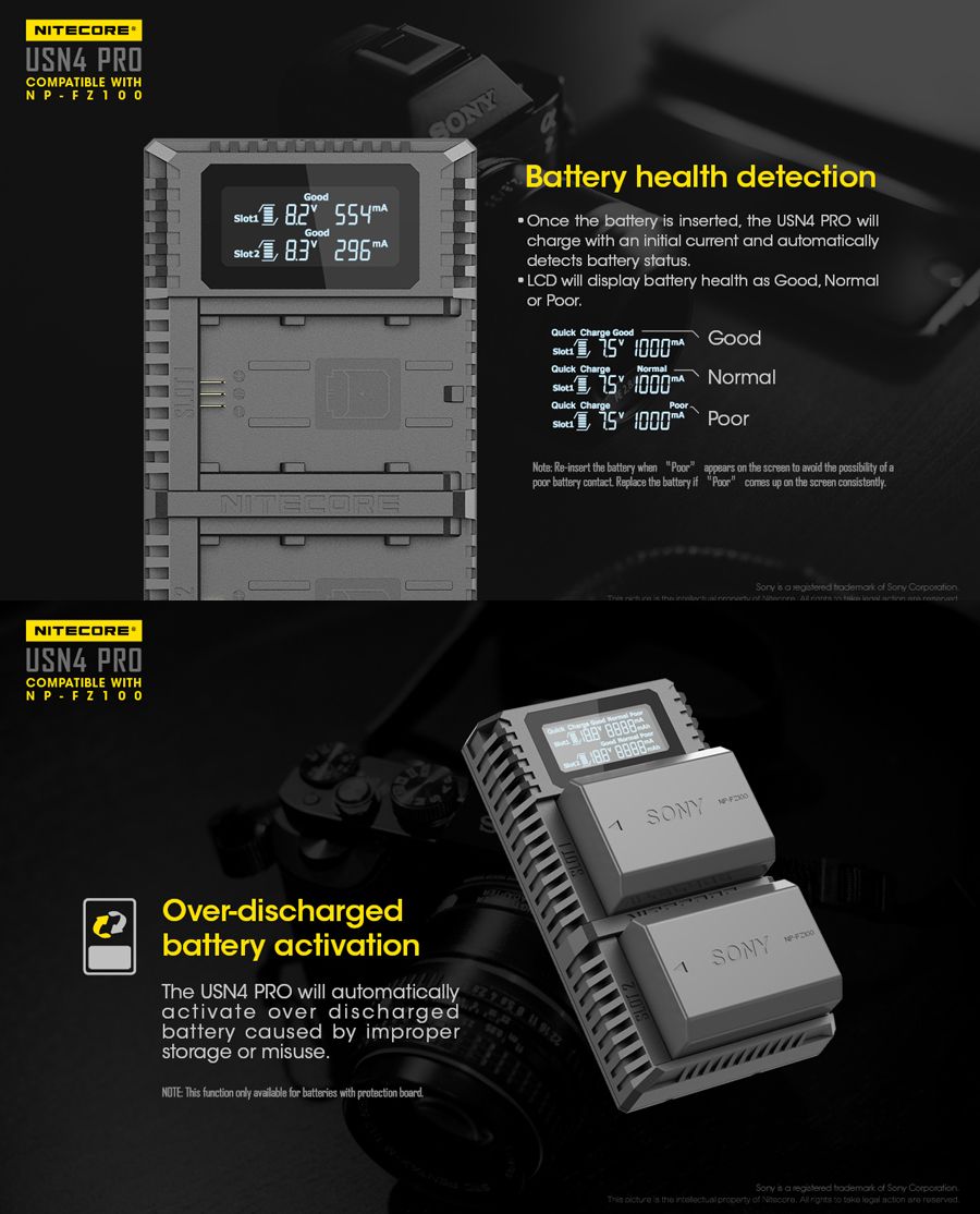 NITECORE-USN4-PRO-Dual-Slots-Port-USB-Digital-Battery-Charger-for-Sony-Camera-Battery-NP-FZ100-1373623