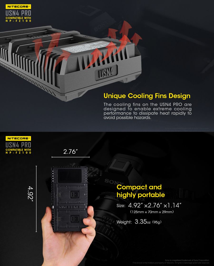 NITECORE-USN4-PRO-Dual-Slots-Port-USB-Digital-Battery-Charger-for-Sony-Camera-Battery-NP-FZ100-1373623