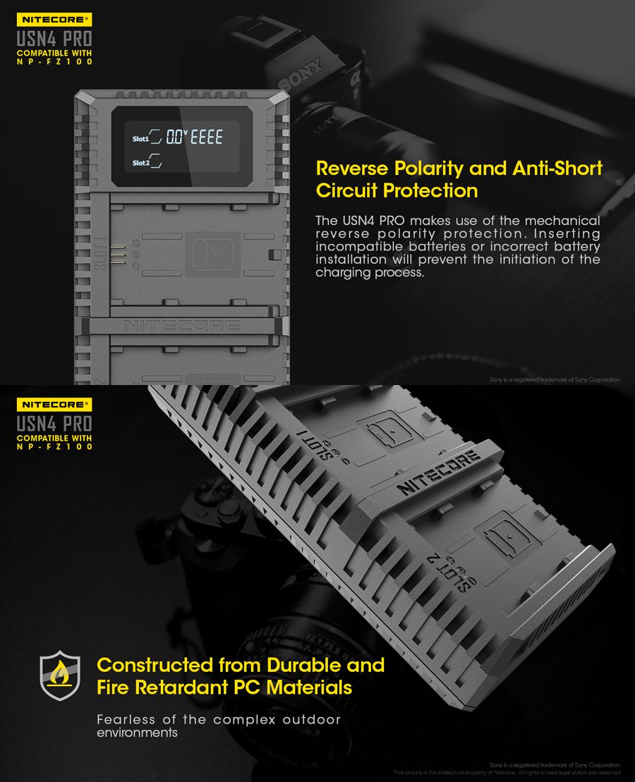 NITECORE-USN4-PRO-Dual-Slots-Port-USB-Digital-Battery-Charger-for-Sony-Camera-Battery-NP-FZ100-1373623