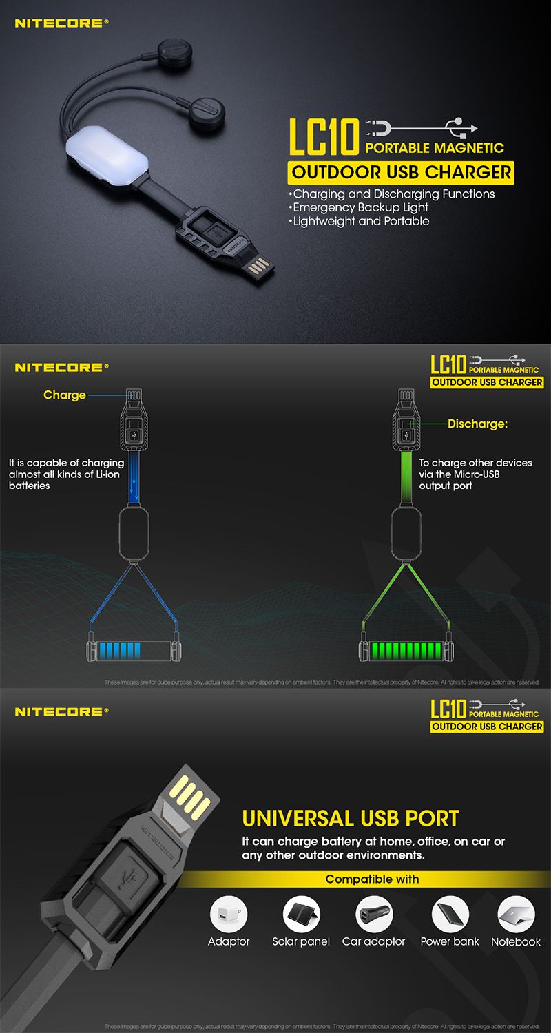 Nitecore-LC10-Portable-Magnetic-USB-Battery-Charger--Power-Bank--Backup-Light-EDC-Flashlight-1324264