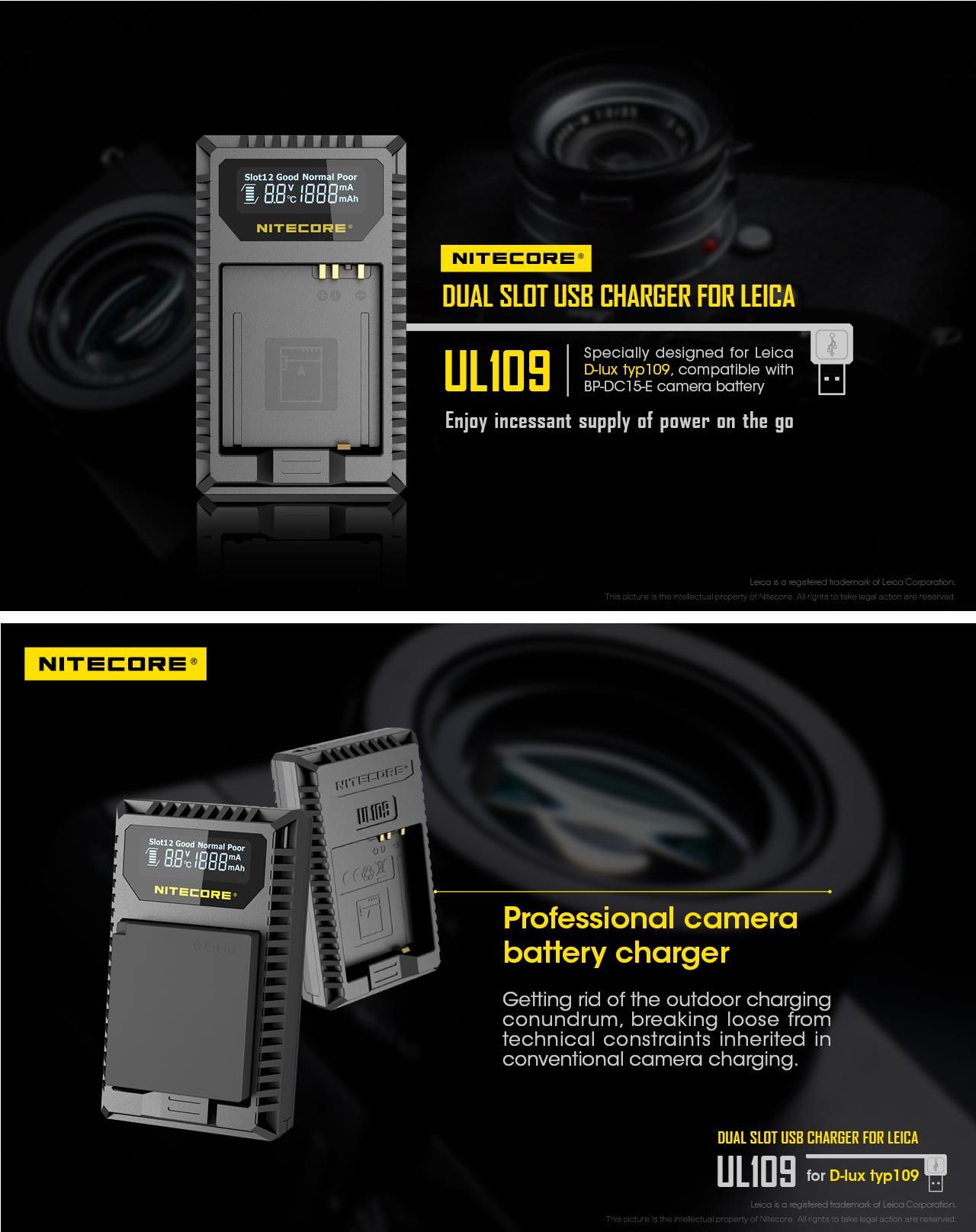 Nitecore-UL109-Digital-Dual-Slot-USB-Travel-Battery-Charger-For-LEICA-D-LUX-TYP109-Camera-1322079
