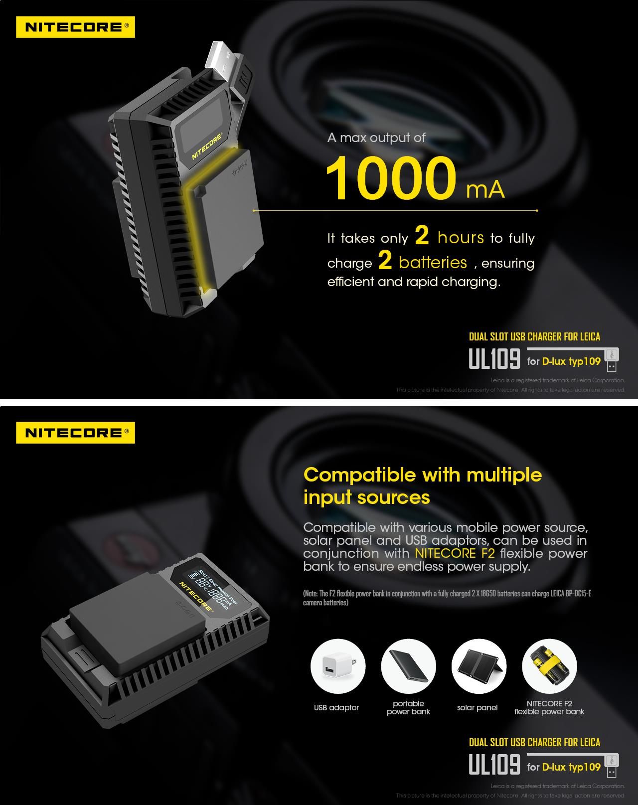 Nitecore-UL109-Digital-Dual-Slot-USB-Travel-Battery-Charger-For-LEICA-D-LUX-TYP109-Camera-1322079