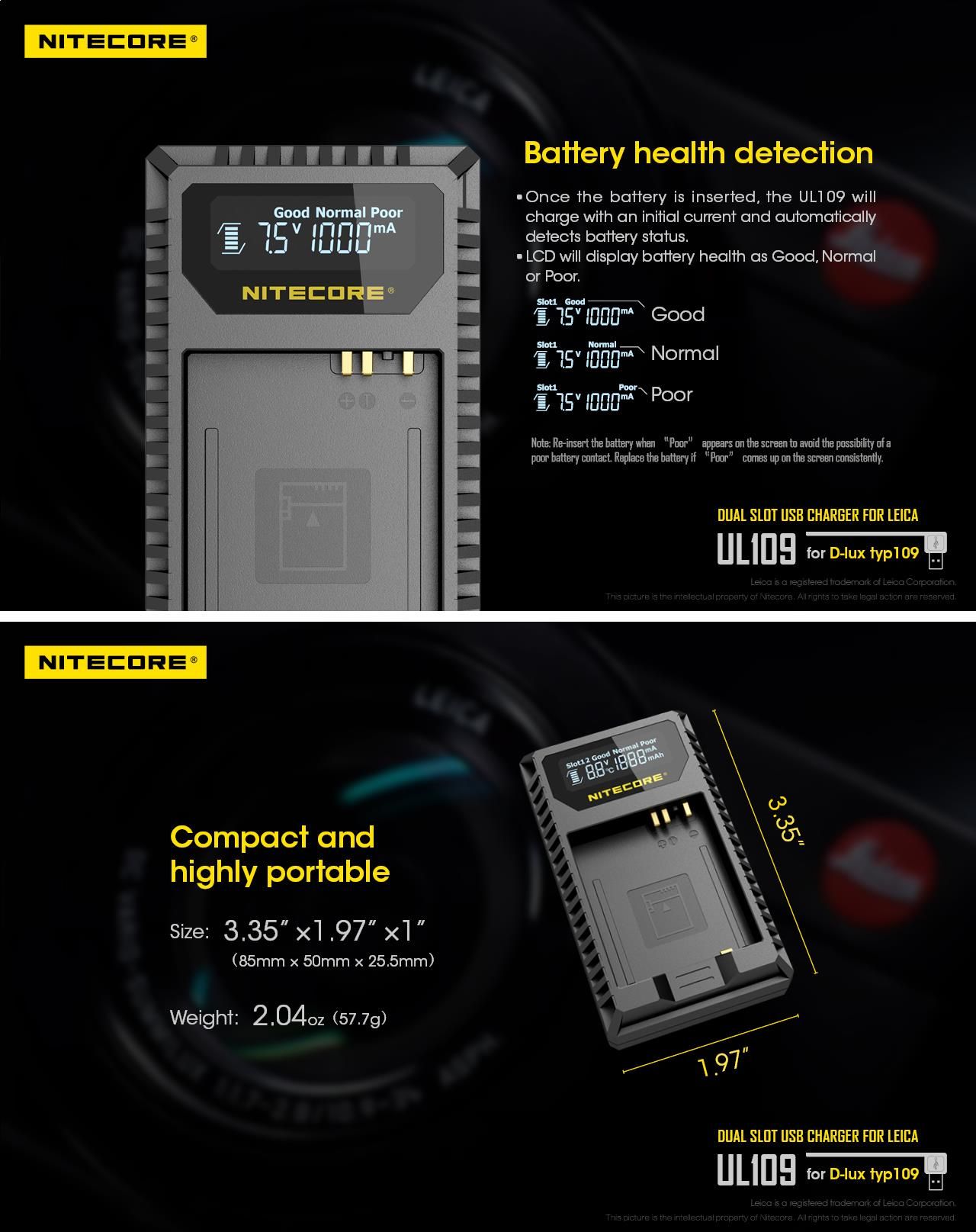 Nitecore-UL109-Digital-Dual-Slot-USB-Travel-Battery-Charger-For-LEICA-D-LUX-TYP109-Camera-1322079