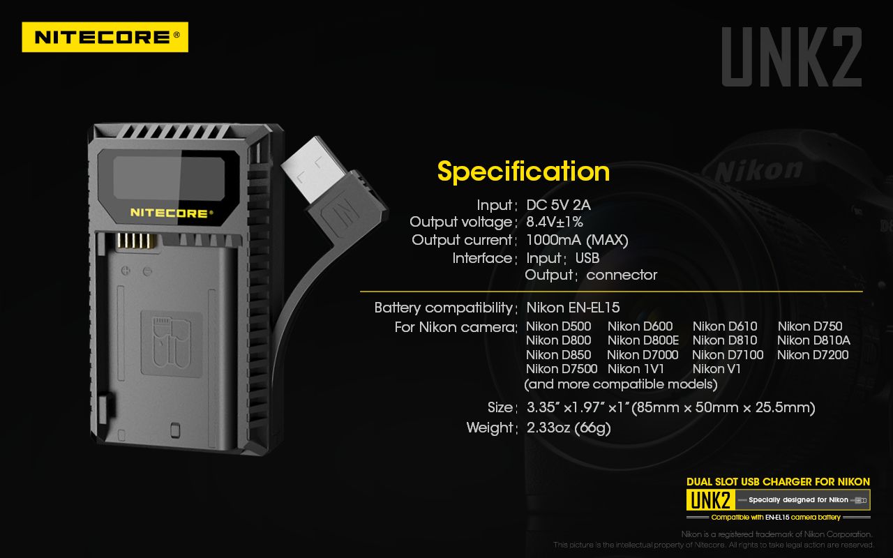 Nitecore-UNK2-Dual-Slots-Port-USB-Digital-Battery-Charger-for-Nikon-EN-EL15-Camera-Battery-1340830