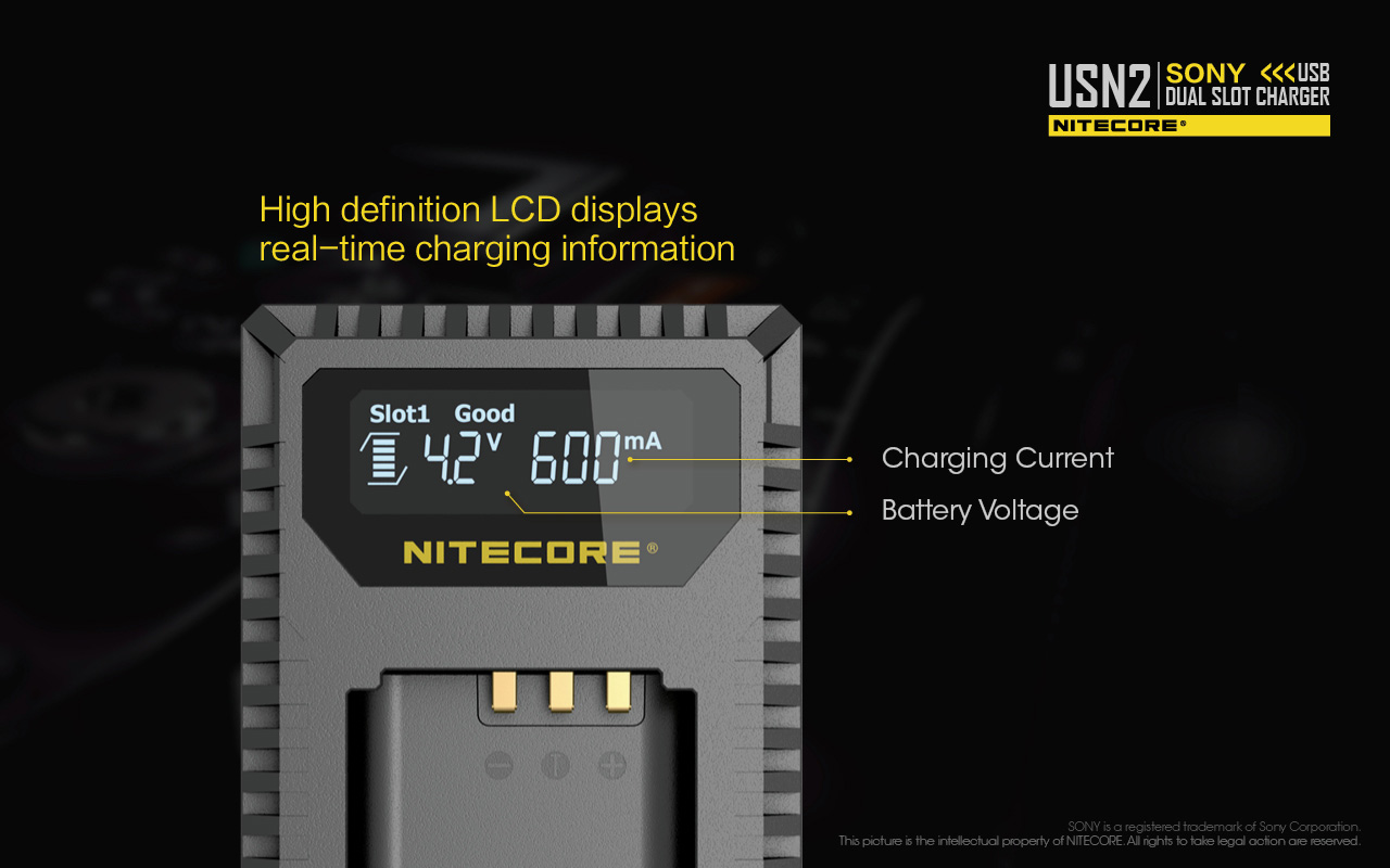 Nitecore-USN2-Dual-Slot-Digital--Travel-USB-Charger-for-SONY-NP-BX1-Camera-Battery-1288399