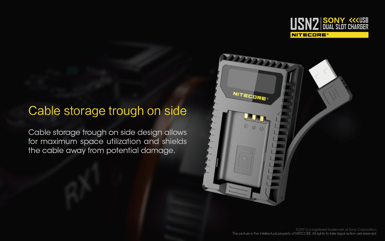 Nitecore-USN2-Dual-Slot-Digital--Travel-USB-Charger-for-SONY-NP-BX1-Camera-Battery-1288399