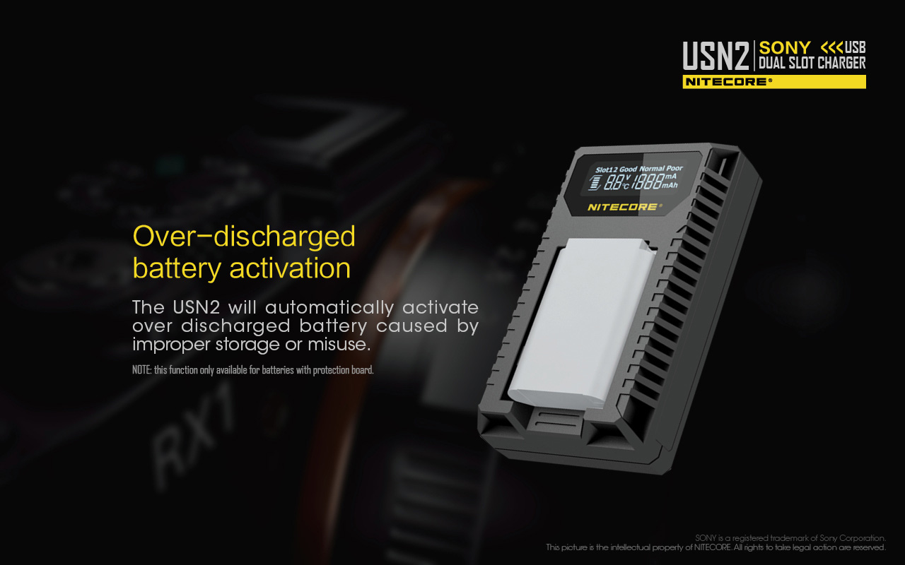 Nitecore-USN2-Dual-Slot-Digital--Travel-USB-Charger-for-SONY-NP-BX1-Camera-Battery-1288399