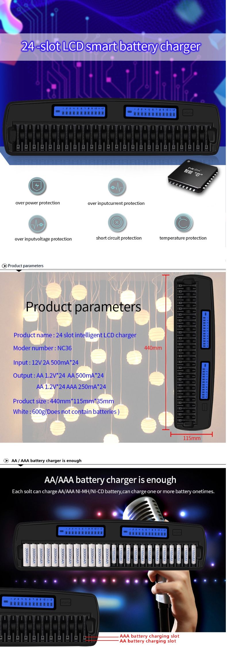 PALO-24-Slots-Battery-Charger-AAAAA-Battery-Charger-Flashlight-Battery-Charger-EU-PlugUS-Plug-1589803