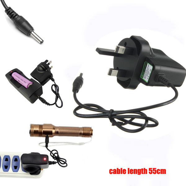 Universal-35mm-UK-Plug-AC-Charger-For-LED-Flashlight-Headlamp-55cm-1131677