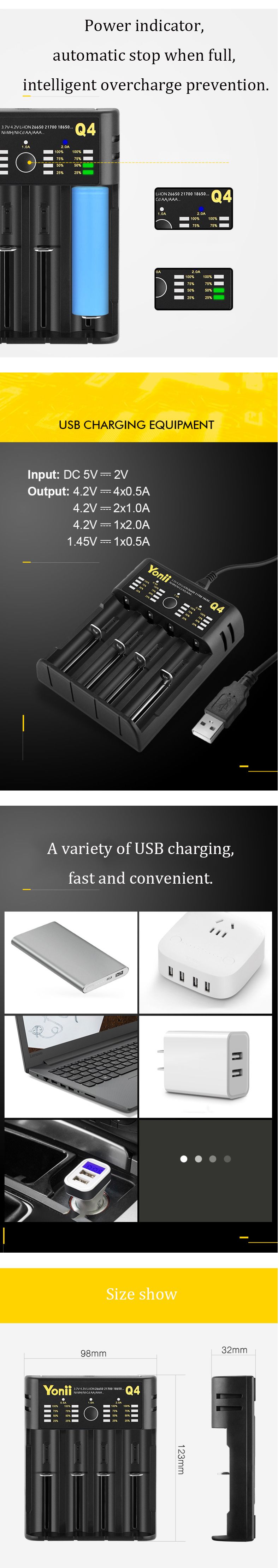 Yonii-Q4-Four-Slot-USB-Rechargeable-Lithium-Battery-Charger-Multi-functional-Intelligent-Charger-for-1552014