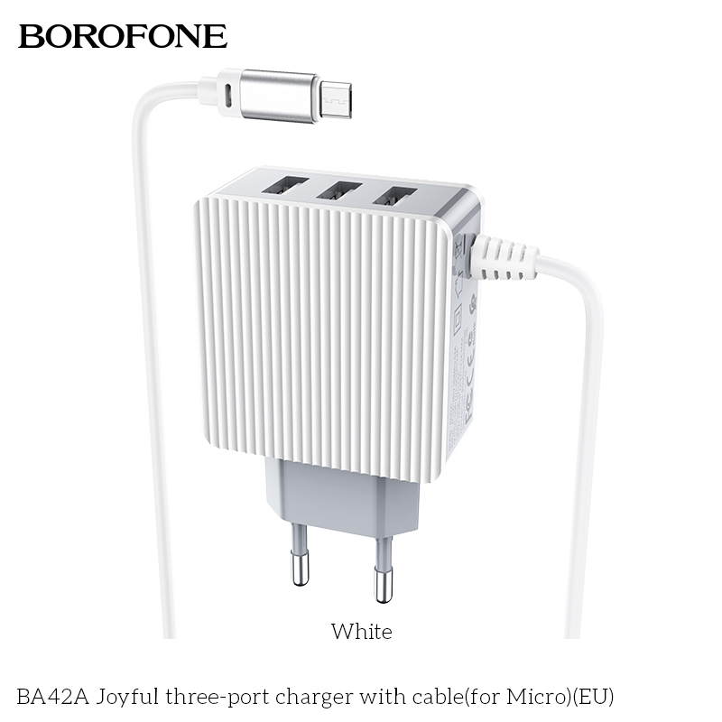 BOROFONE-31A-3-USB-Fast-Charging-USB-Charger-with-Type-C-Cable-For-iPhone-XS-11Pro-Huawei-P30-Pro-P4-1663191