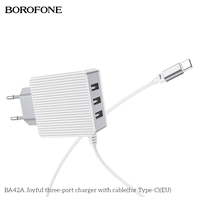 BOROFONE-31A-3-USB-Fast-Charging-USB-Charger-with-Type-C-Cable-For-iPhone-XS-11Pro-Huawei-P30-Pro-P4-1663191